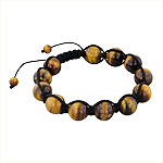 12.5mm Tiger Eye Beads and Black String 12 Bead Shamballa Bracelet