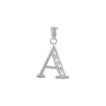 Sterling Silver "A" Pendant with White CZ