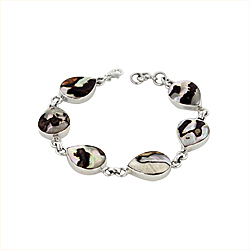 Sterling Silver and Turbo Shell Teardrop Links Bracelet