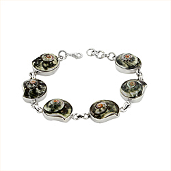 Sterling Silver and Turbo Shell Small Swirl Links Bracelet