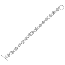 Sterling Silver Cable Chain Criss Cross Links Bracelet